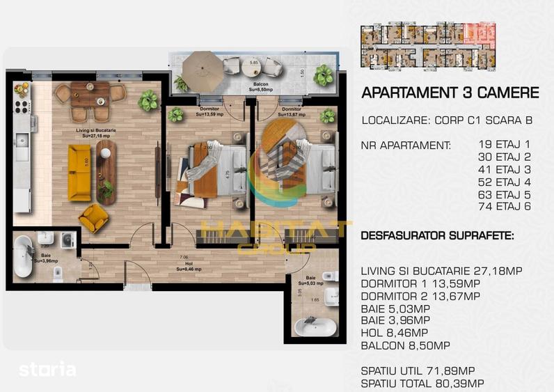 Apartament 3 camere 72 mp in Popesti Leordeni, zona metrou Berceni. - 1
