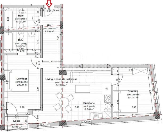 Apartament cu 3 camere semidecomandat în Dâmbul Rotund