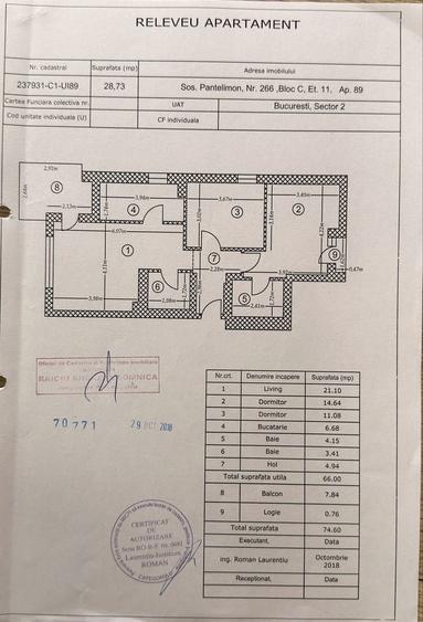 Apartament cu 3 camere decomandat în Pantelimon