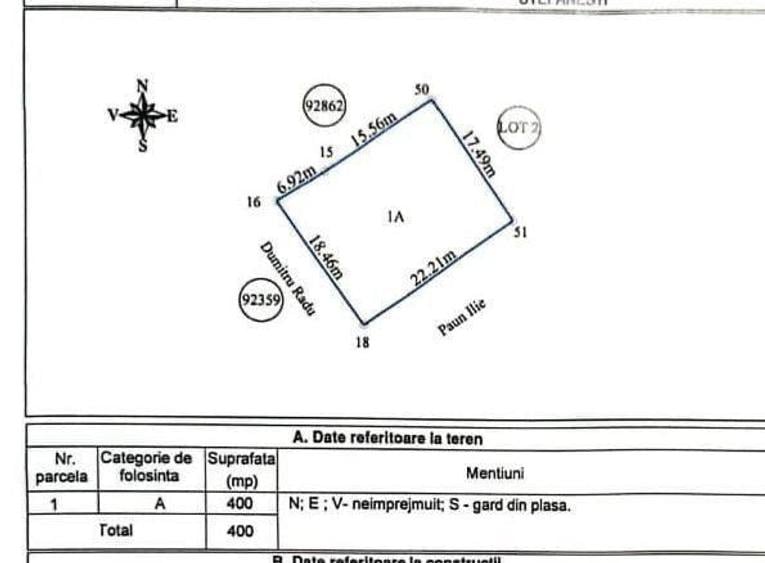 Teren de 400 mp, în Ștefănești