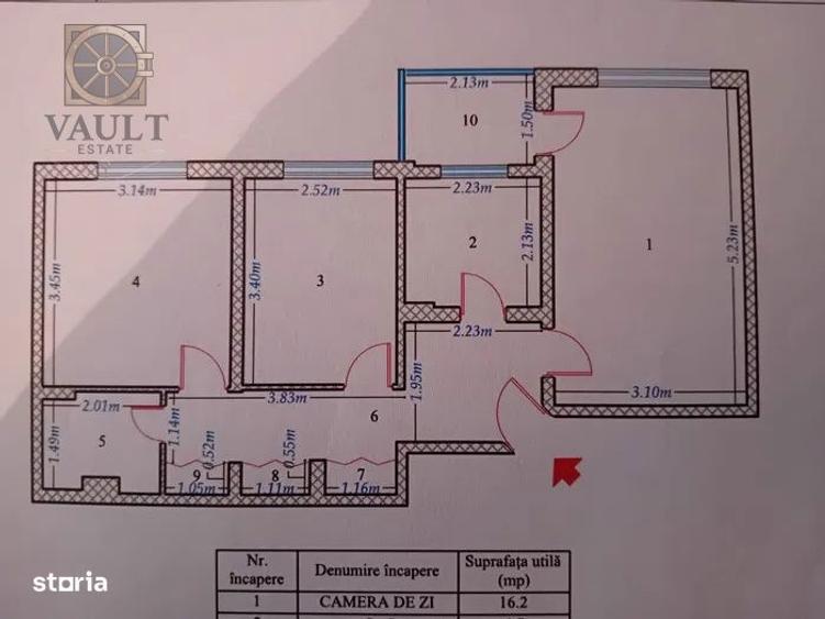 Apartament cu 3 camere decomandat, mobilat în Sălăjan