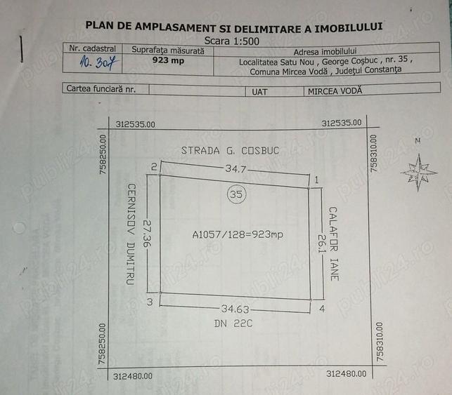Teren de 923 mp, în Mircea Vodă