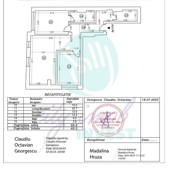 Apartament cu 3 camere semidecomandat în Eminescu