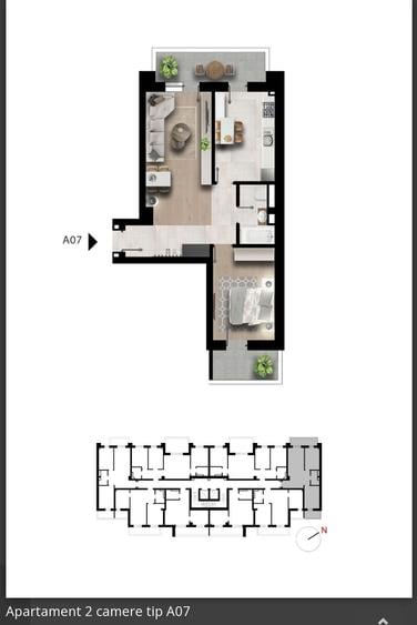 Apartament cu 2 camere semidecomandat în Domnești
