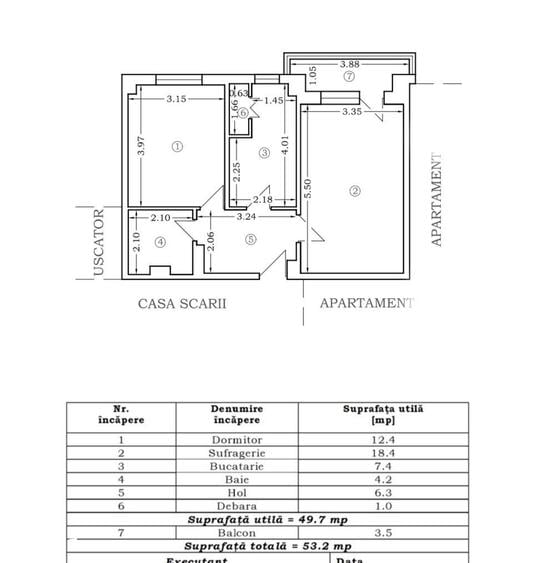 Apartament cu 2 camere decomandat, mobilat în Dacia