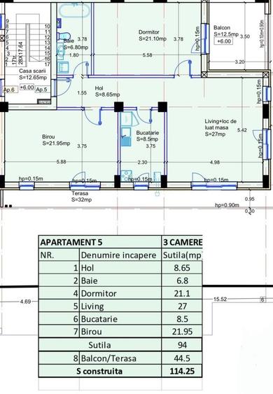 Apartament cu 3 camere în Aviației
