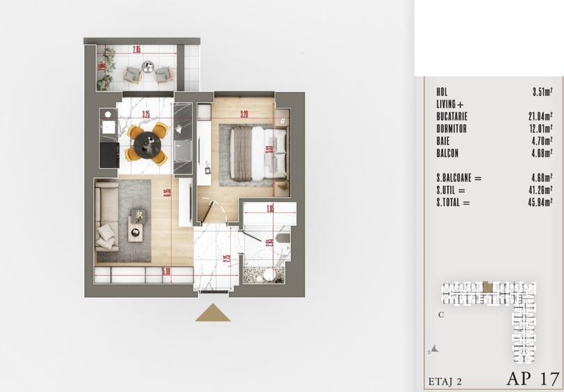 2 Camere tip Studio | 46 mp utili | Bloc nou 2025 | Pallady | 0% - 6