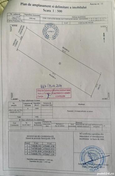 Teren de 1400 mp, în Costache Negri