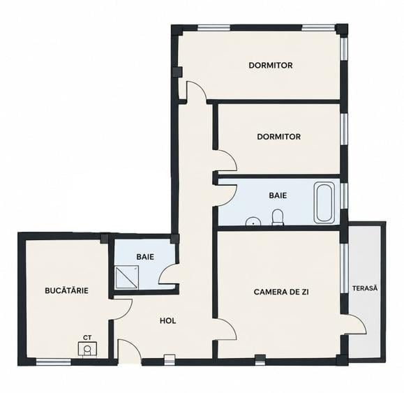 Apartament cu 3 camere decomandat, mobilat în Borhanci
