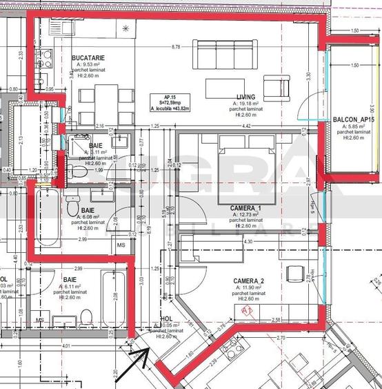 Apartament cu 3 camere decomandat în Central