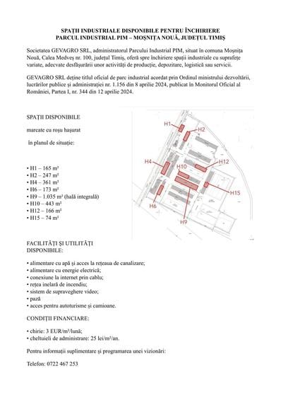 Spațiu comercial, de 2,664 mp, în Moșnița Nouă