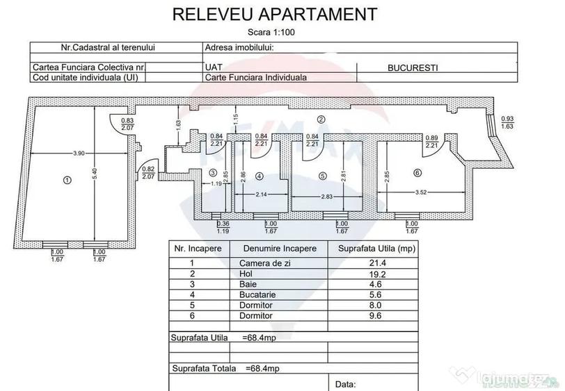 Apartament cu 3 camere decomandat în Cișmigiu