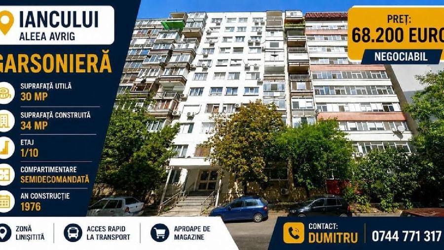 Iancului, Aleea Avrig, Garsoniera - 30 mp - etaj 1. - 9