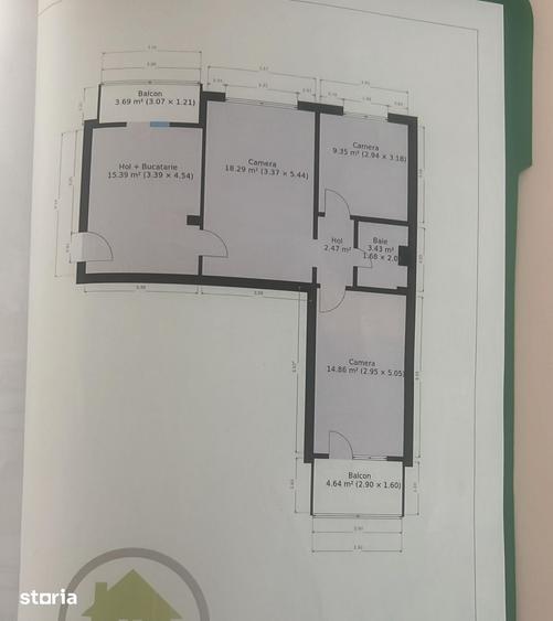 Apartament cu 3 camere semidecomandat în Circumvalațiunii