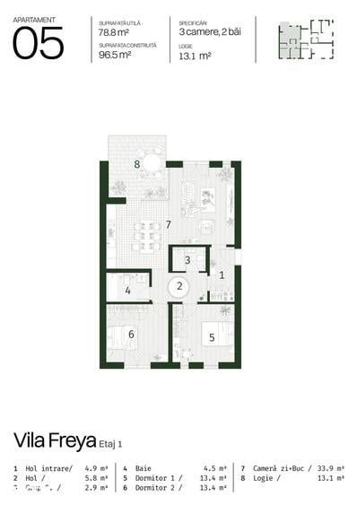 Apartament cu 2 camere în Paleu