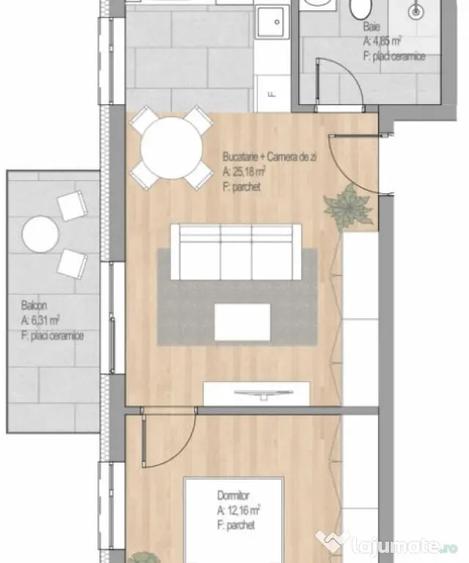 Apartament cu 2 camere decomandat în Florești