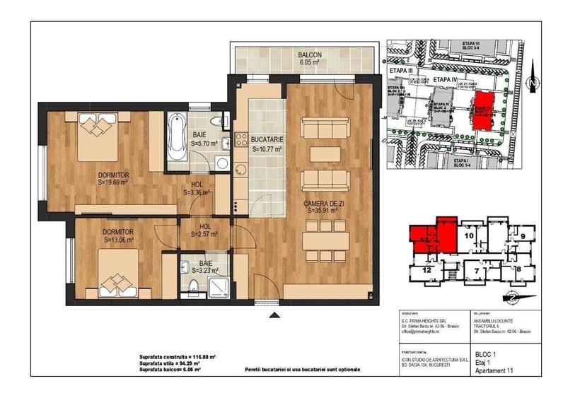 Apartament cu 3 camere decomandat în Tractorul
