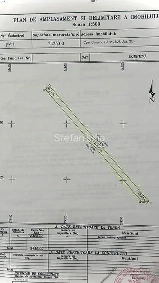 Teren de 2425 mp, în Cornetu