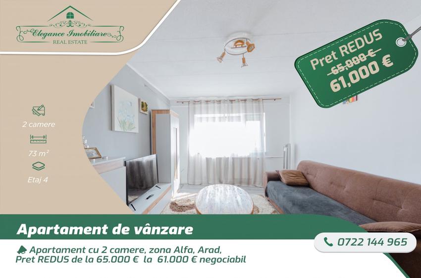 Apartament cu 2 camere decomandat, mobilat în Alfa