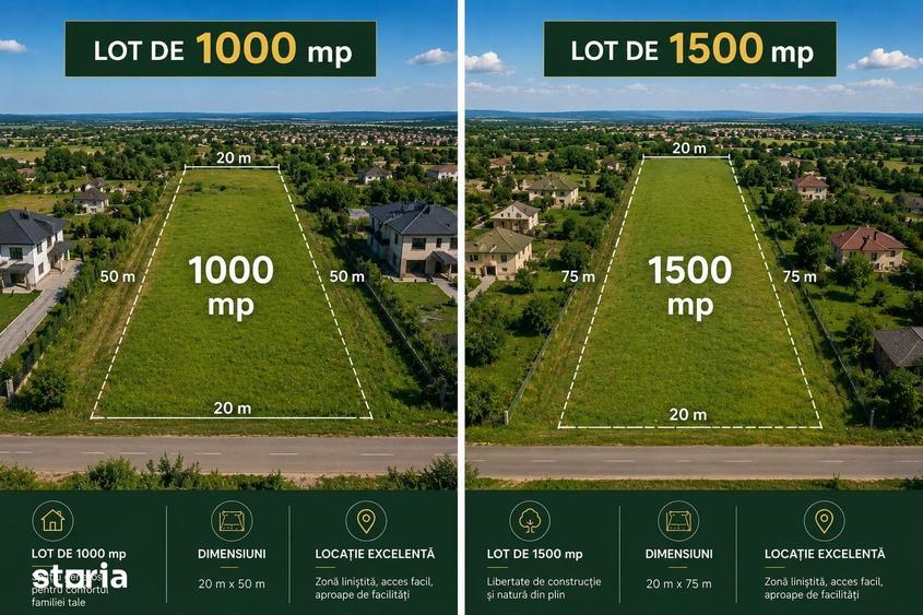 Teren de 1000 mp, în Bolintin-Deal