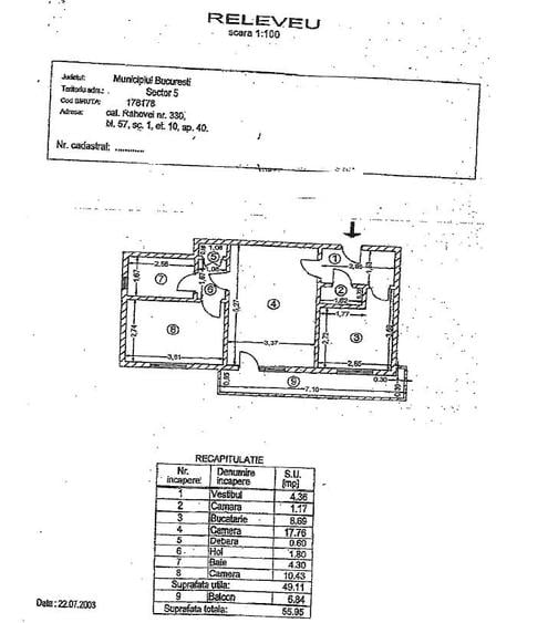 Apartament cu 2 camere în Rahova