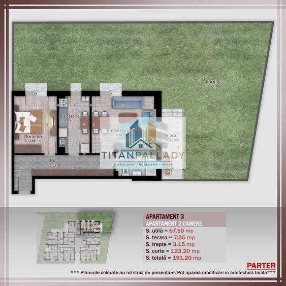 Apartament cu 2 camere în Titan