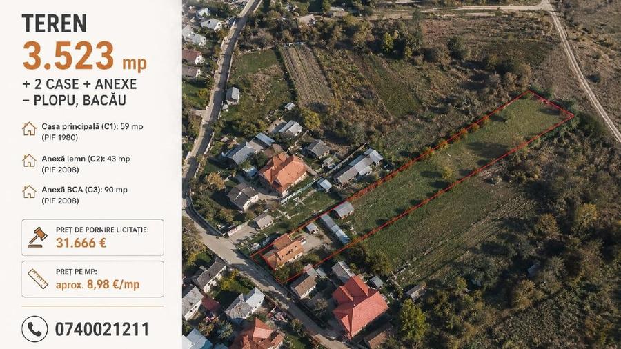 Casă individuală cu 5 camere cu Teren 3523 Mp în Central
