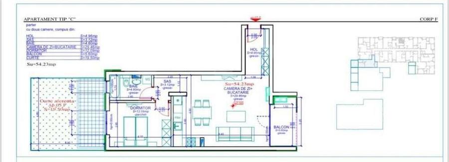 Apartament 2 camere,54 mp utili,terasa 19 mp.Calea Aradului-TVA 9% - 6