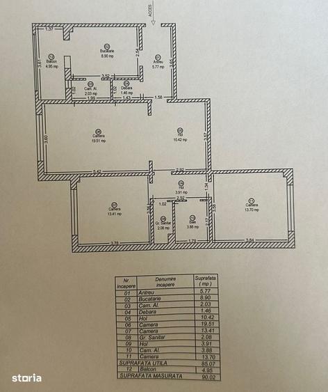 Apartament cu 3 camere decomandat în Punctele Cardinale