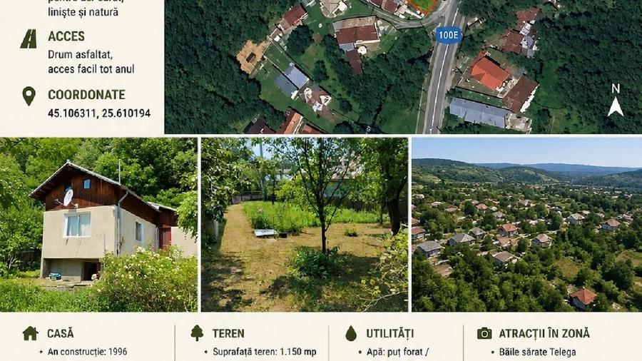 Casă individuală cu 3 camere cu Teren 1150 Mp în Telega