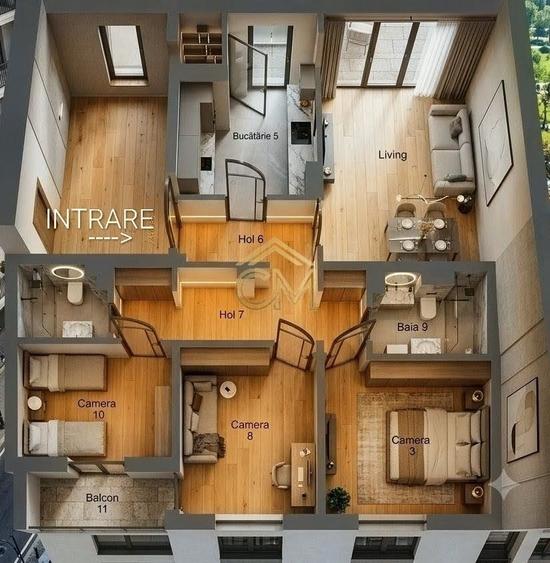 Apartament cu 4 camere decomandat, mobilat în Central
