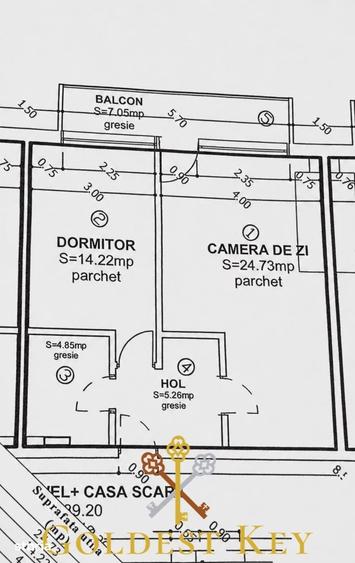 Apartament cu 2 camere semidecomandat în Baciu