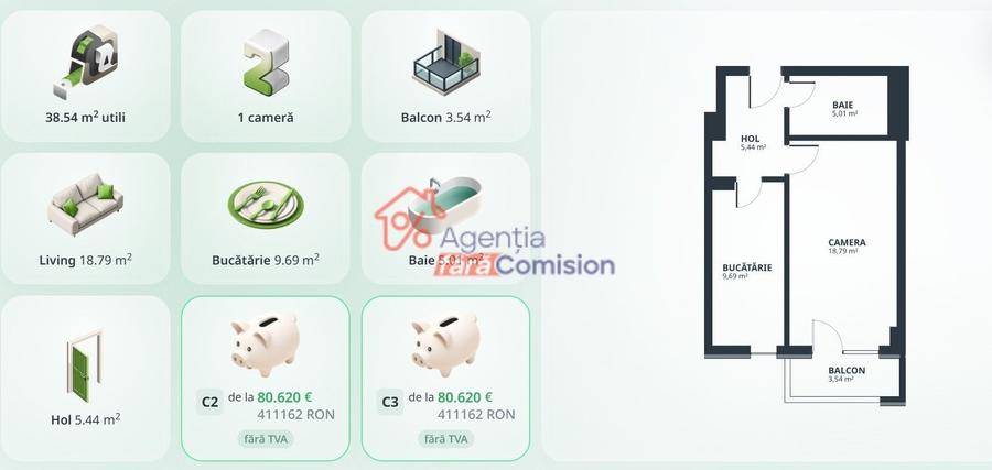 Apartament cu 2 camere decomandat în Tătărași