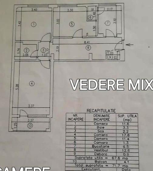 Apartament cu 3 camere decomandat în 1 Decembrie 1918