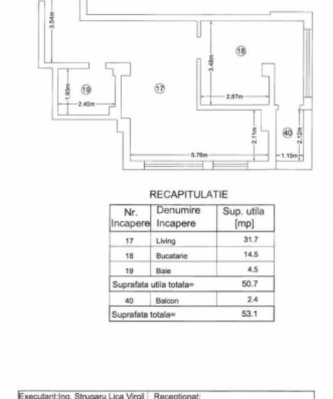 Apartament cu 2 camere semidecomandat în Central