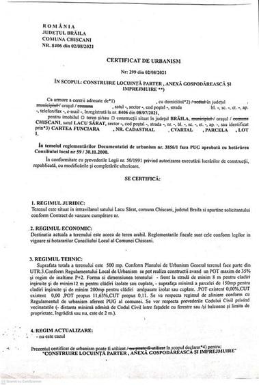 Teren intravilan de 500 mp, în Lacu Sărat