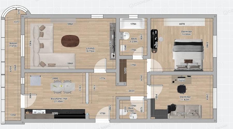 Apartament cu 3 camere decomandat în Scriitorilor