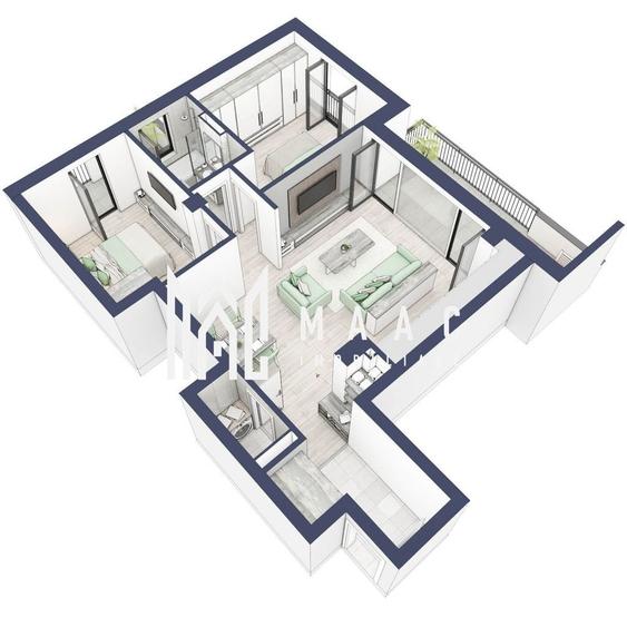 Apartament cu 3 camere în Turnișor