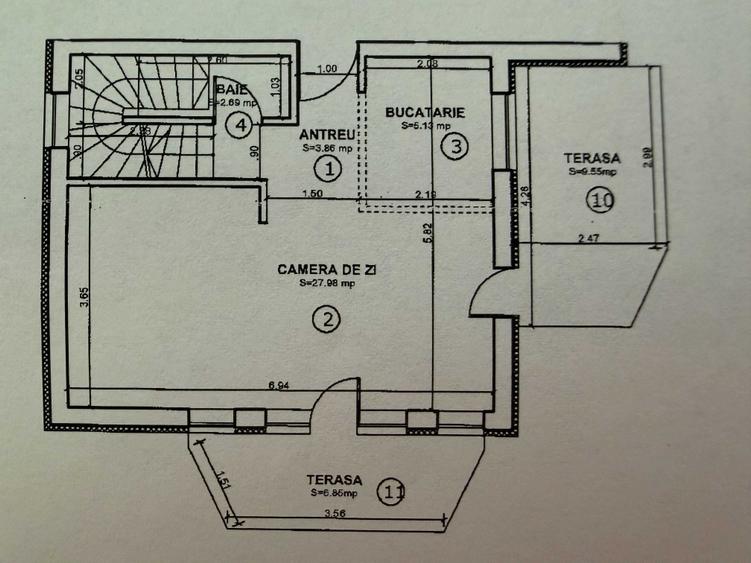 Apartament cu 3 camere decomandat în Baciu
