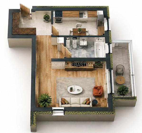 Garsoniera 41,68 mp utili + balcon | Mansarda | COMISION 0% | Sanpetru