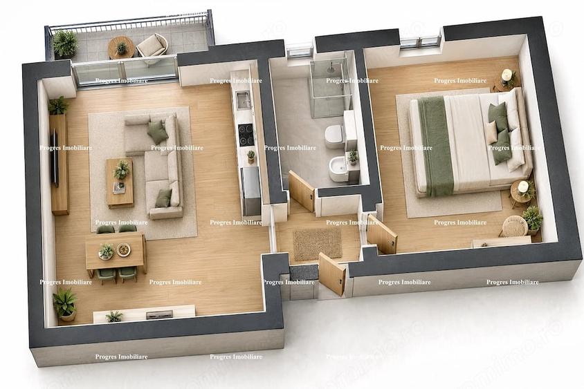 Apartament cu 2 camere semidecomandat în Central