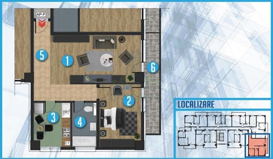 Apartament cu 2 camere semidecomandat în Central