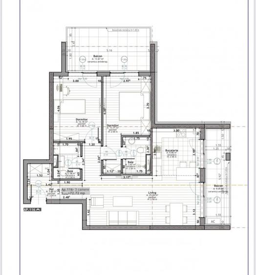 Apartament cu 3 camere semidecomandat, mobilat în Zorilor
