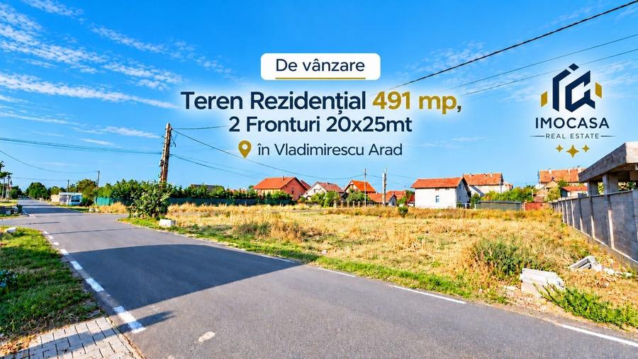 Teren Construcții intravilan de 491 mp, în Vladimirescu