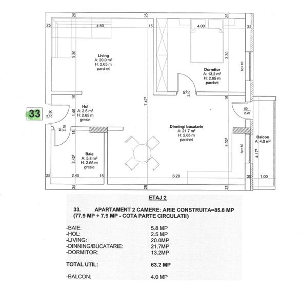 Apartament cu 2 camere decomandat în Central