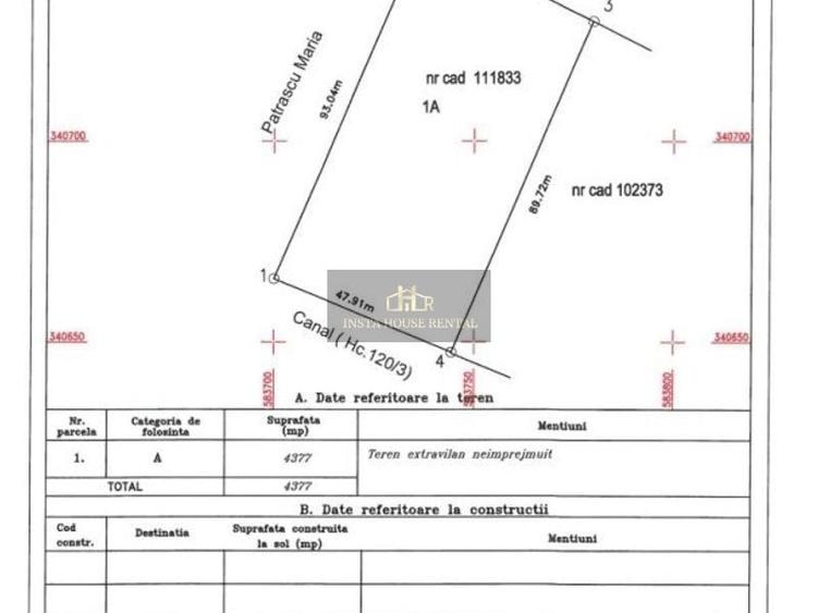 Teren Construcții extravilan de 14377 mp, în Central