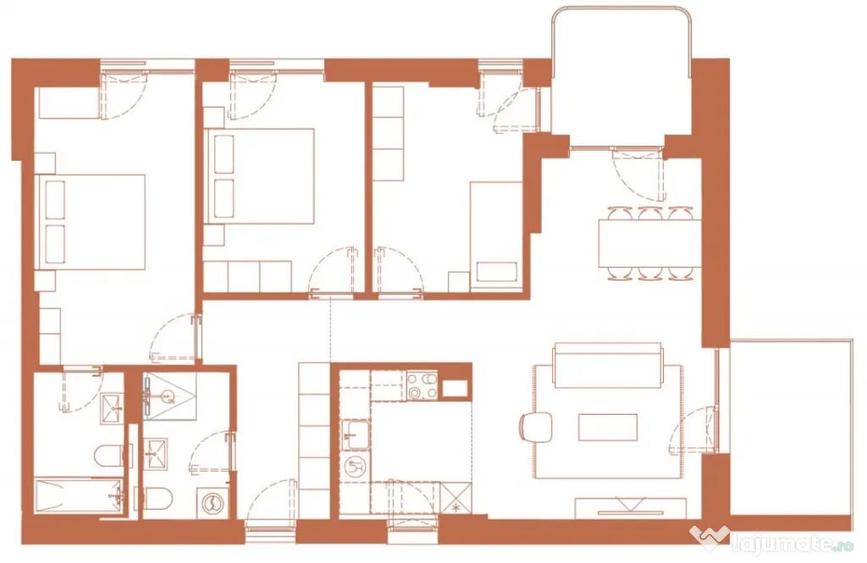 Apartament 4 camere 95.6 mp 2 logii de 6.6 mp si 8.2 mp in H - Cluj-Napoca (Cluj) - 1