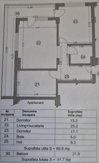 Apartament cu 3 camere decomandat, mobilat în Mamaia-Sat