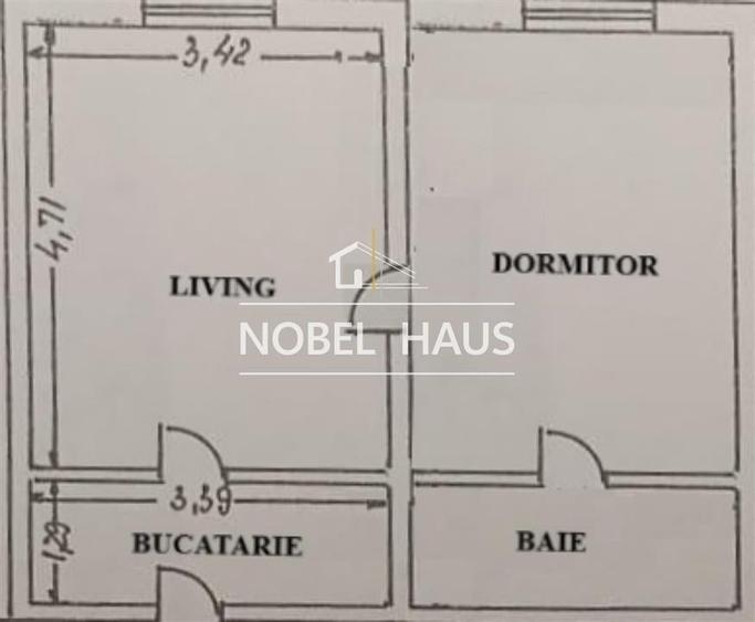 Apartament cu 2 camere nedecomandat în Nord