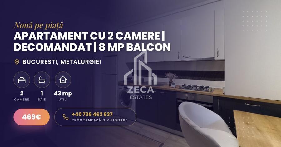 Apartament cu 2 camere decomandat, mobilat în Metalurgiei